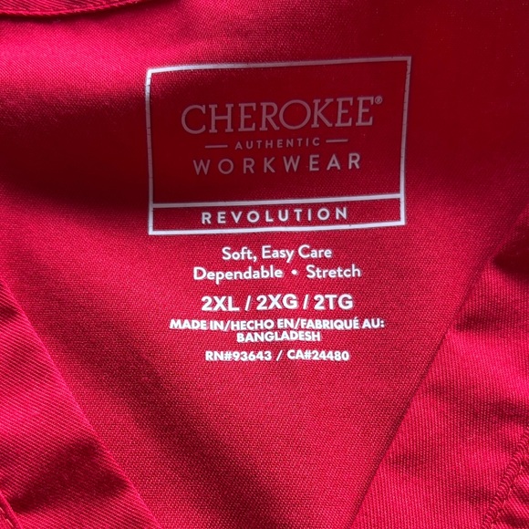 Cherokee Red V-Neck Scrub Top - Picture 2 of 2
